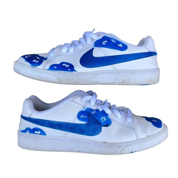 CUSTOM Nike Court Royale White Metallic Silver Size 8.5 - Picture 1 of 8
